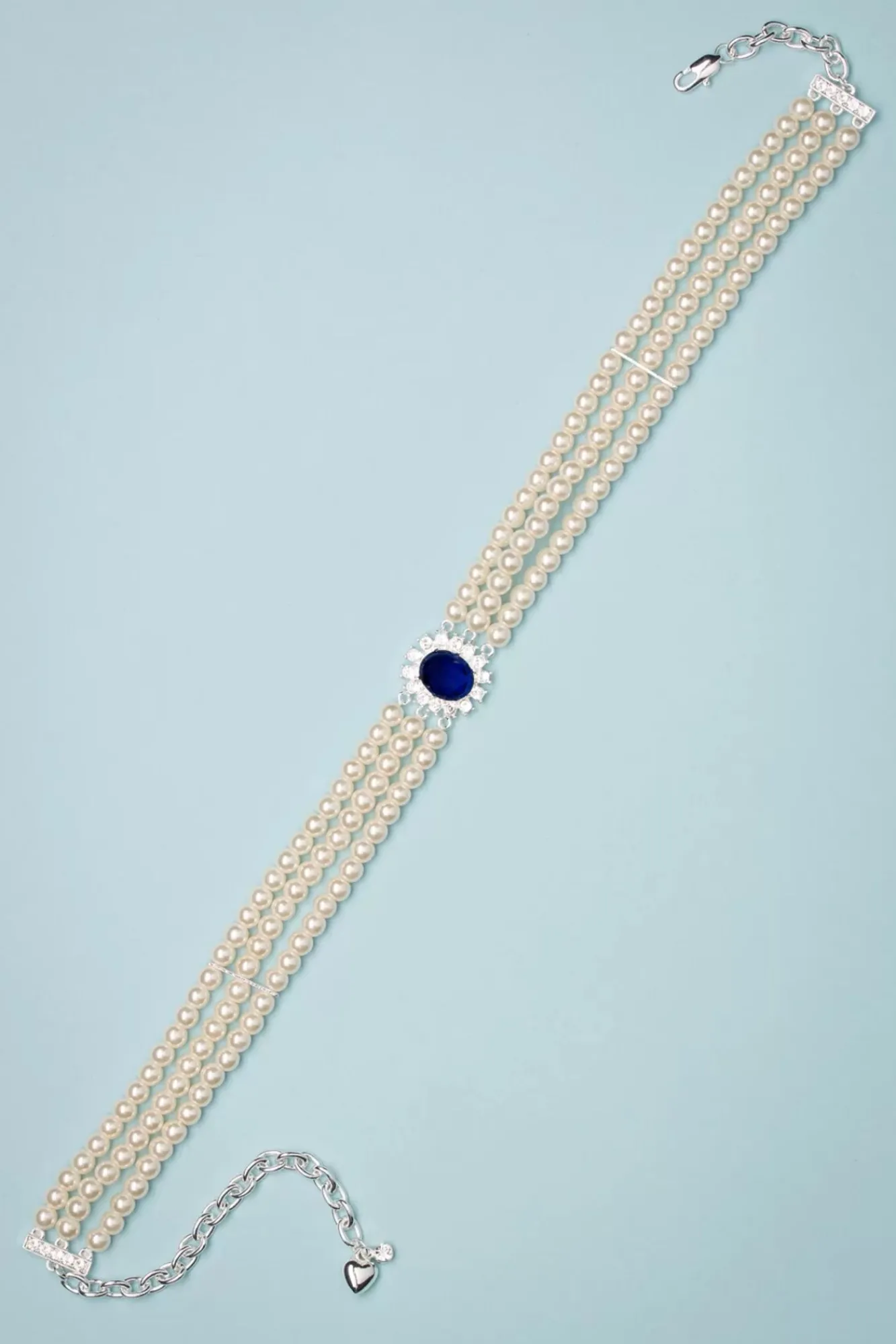 Hot Lady Diana Parel Choker Ketting In Saffierblauw Vrouwen Sieraden