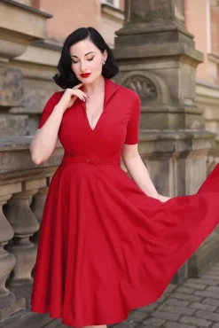Outlet Laura Lee Swing Jurk In Rood Vrouwen Plus Size Jurken