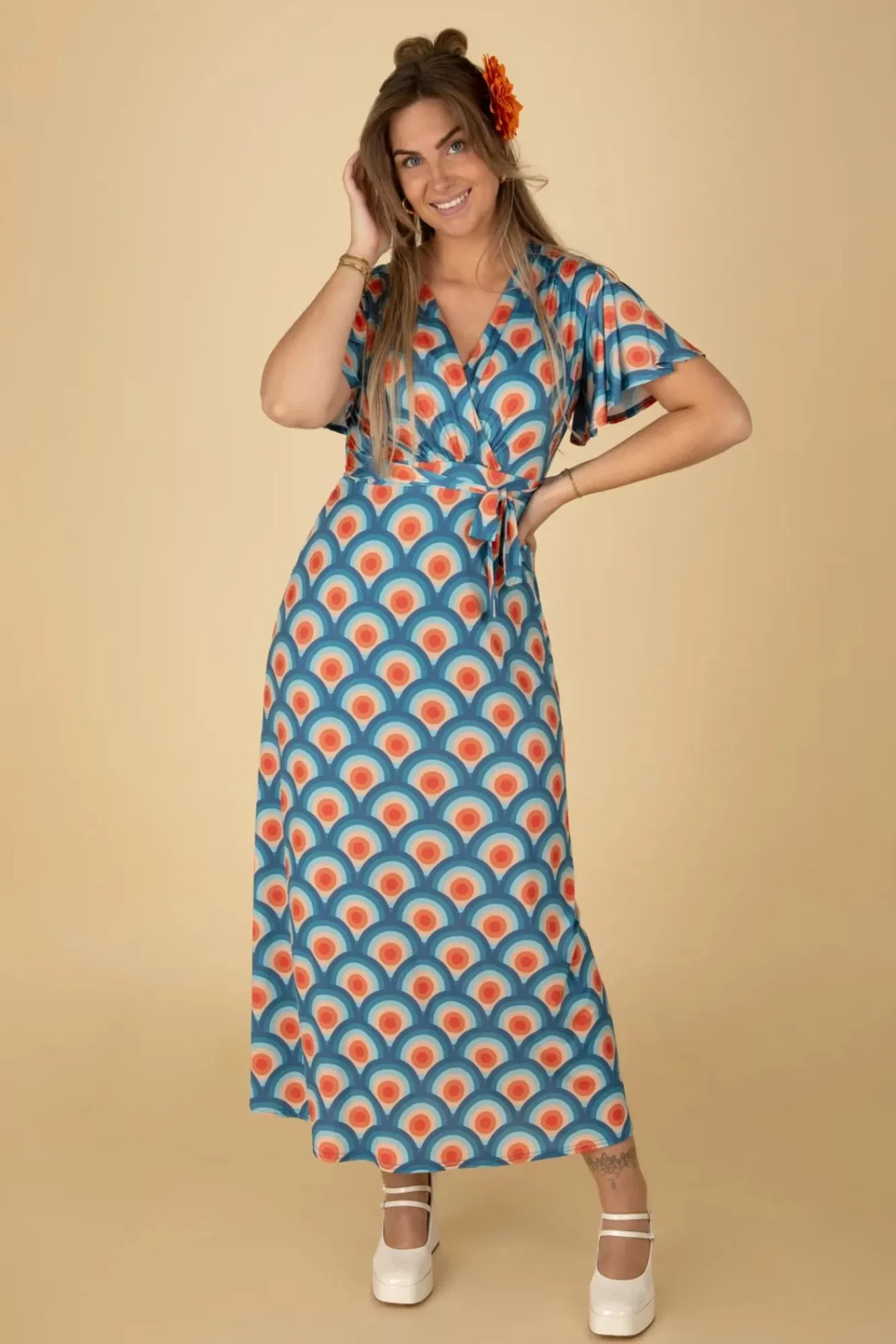 Hot Laurie Maxi Jurk In Circle Geo Print Vrouwen Plus Size Jurken