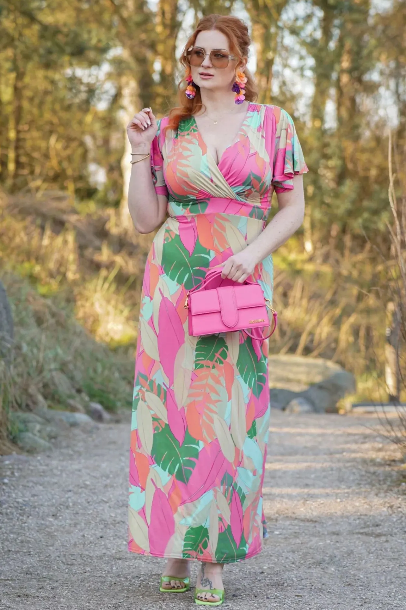 Online Laurie Maxi Jurk In Multi Pastle Leaves Vrouwen Plus Size Jurken