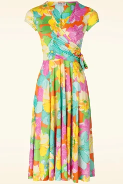 Outlet Layla Bright Floral Swing Jurk In Multi Vrouwen Plus Size Jurken