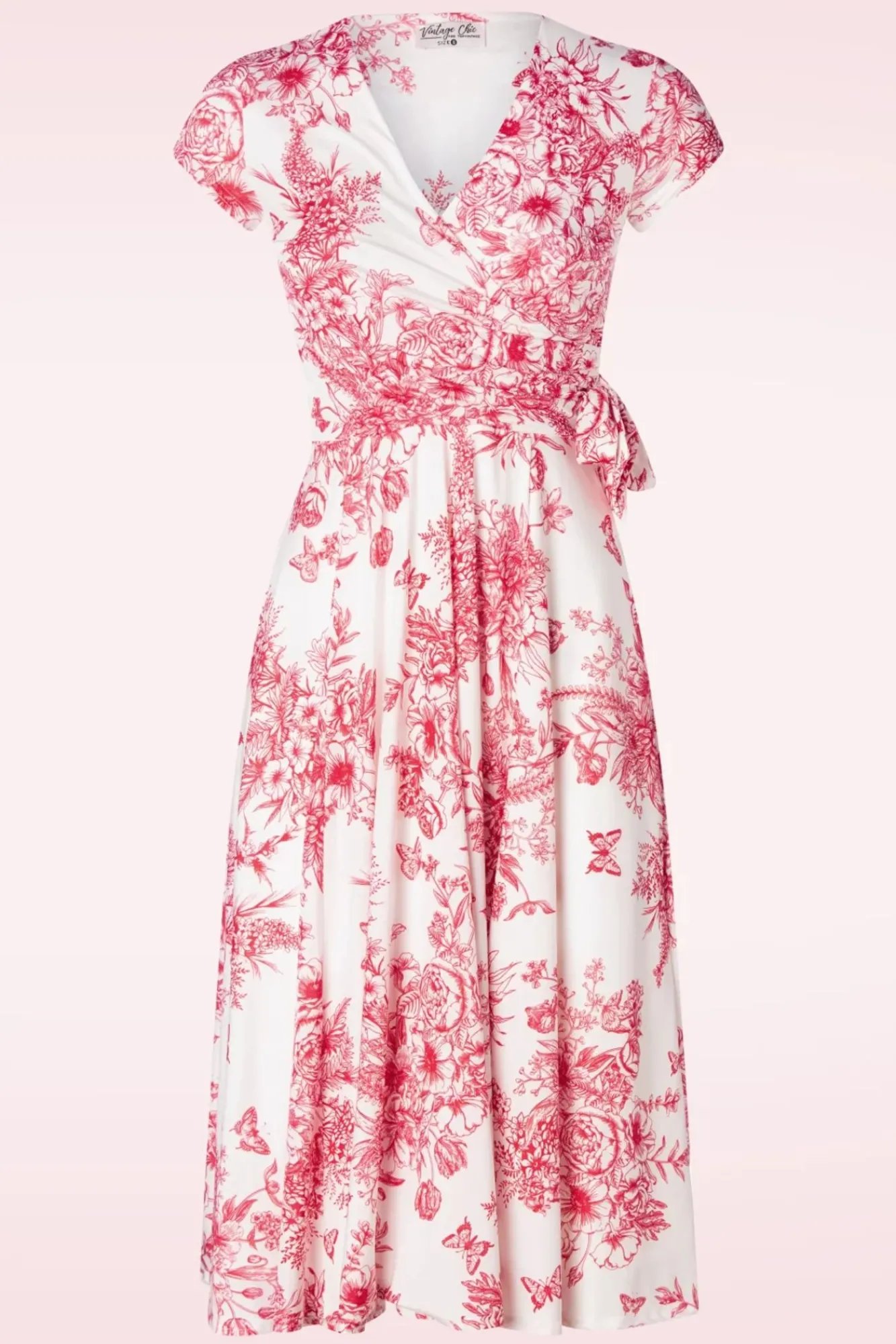 Outlet Layla Floral Swing Jurk In Wit En Rood Vrouwen Plus Size Jurken