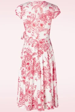 Outlet Layla Floral Swing Jurk In Wit En Rood Vrouwen Plus Size Jurken