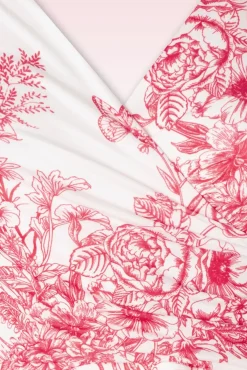 Outlet Layla Floral Swing Jurk In Wit En Rood Vrouwen Plus Size Jurken