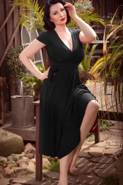 Hot Layla Gekruiste Jurk In Zwart Vrouwen Plus Size Jurken