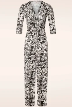Hot Lina Leaf Print Jumpsuit In Zwart Vrouwen Playsuits & Jumpsuits