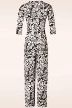 Hot Lina Leaf Print Jumpsuit In Zwart Vrouwen Playsuits & Jumpsuits