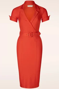 Hot Lois Pencil Jurk In Rood Vrouwen Effen Jurken