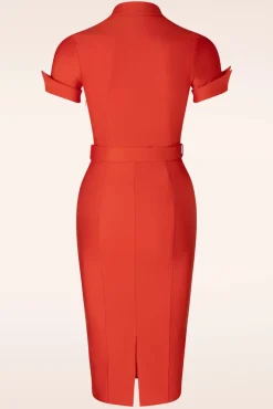 Hot Lois Pencil Jurk In Rood Vrouwen Effen Jurken