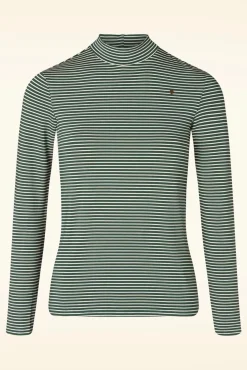 Lonely Lips Gestreepte Coltrui In Donkergroen Vrouwen Truitjes