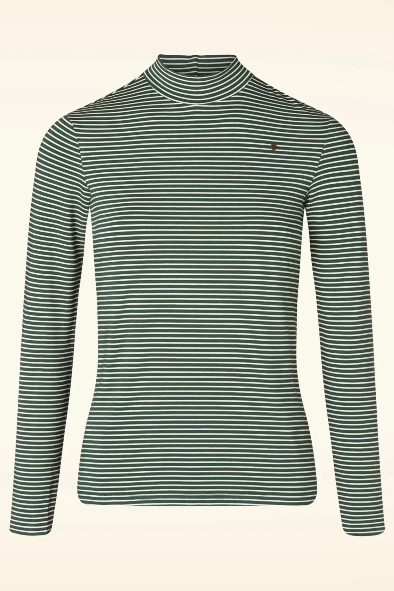 Lonely Lips Gestreepte Coltrui In Donkergroen Vrouwen Truitjes