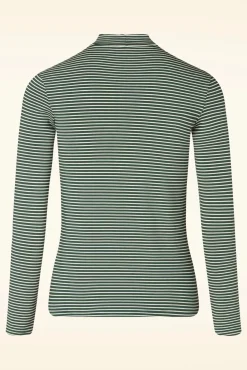 Lonely Lips Gestreepte Coltrui In Donkergroen Vrouwen Truitjes