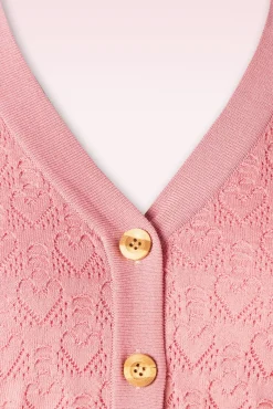 New Love Heart Cardigan In Poederroze Vrouwen Vestjes