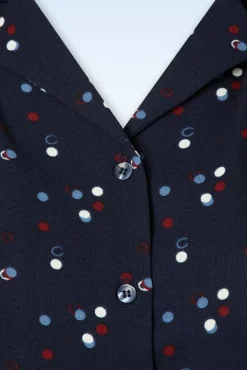 Hot Luana Chalk Polka Blouse In Marineblauw Vrouwen Blouses