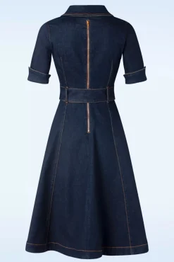 Clearance Lucielle Swing Jurk In Donkerdenim Vrouwen Plus Size Jurken