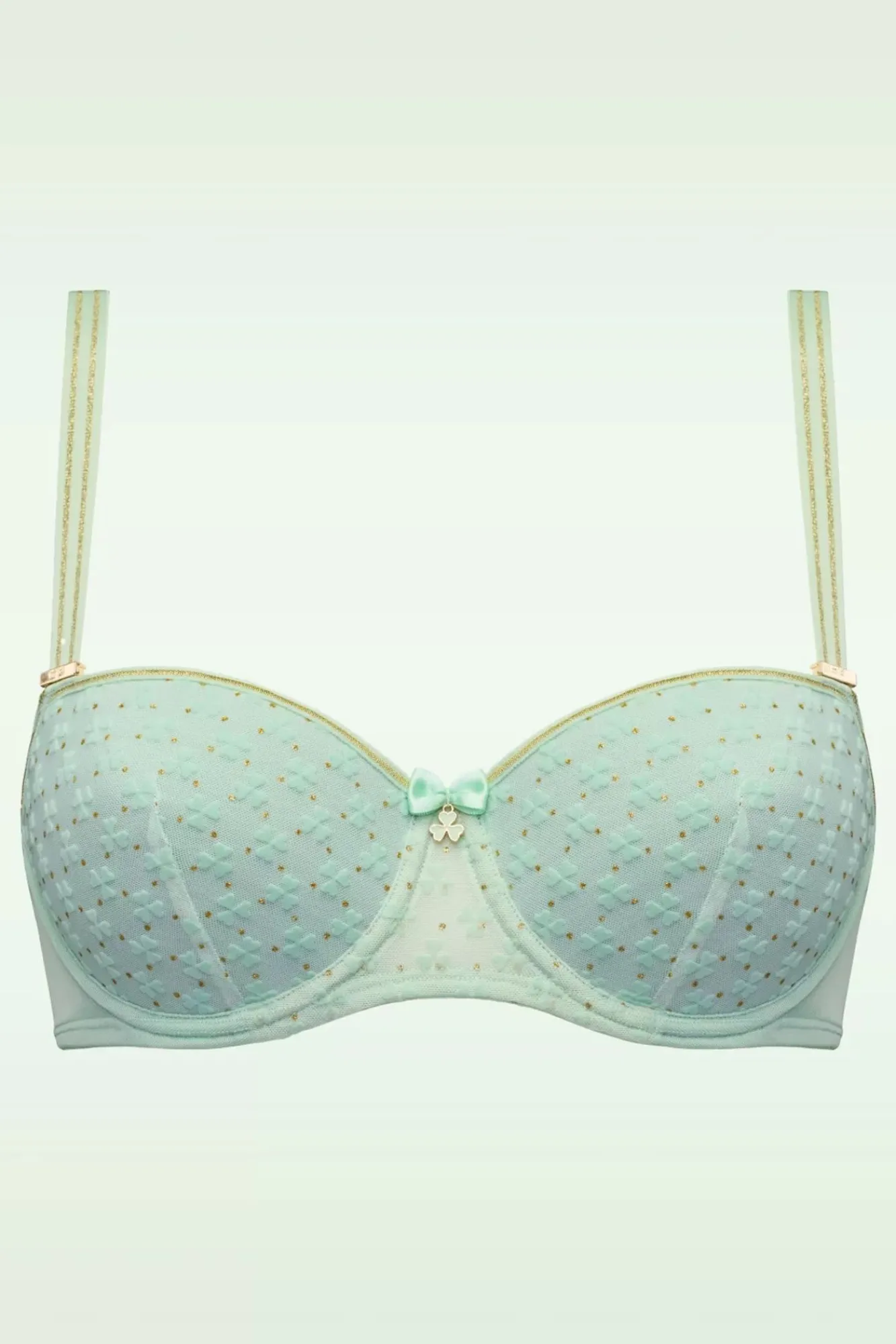 Best Lucky Clover Padded Balcony Bh In Mintgroen En Goud Vrouwen Bh's