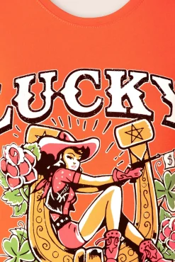 Clearance Lucky T-Shirt In Oranje Vrouwen T-Shirts