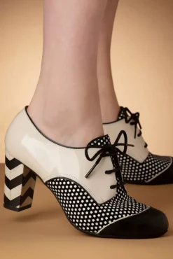 Hot Madison Lederen Booties In Zwart En Romig Wit Vrouwen Booties & Laarzen