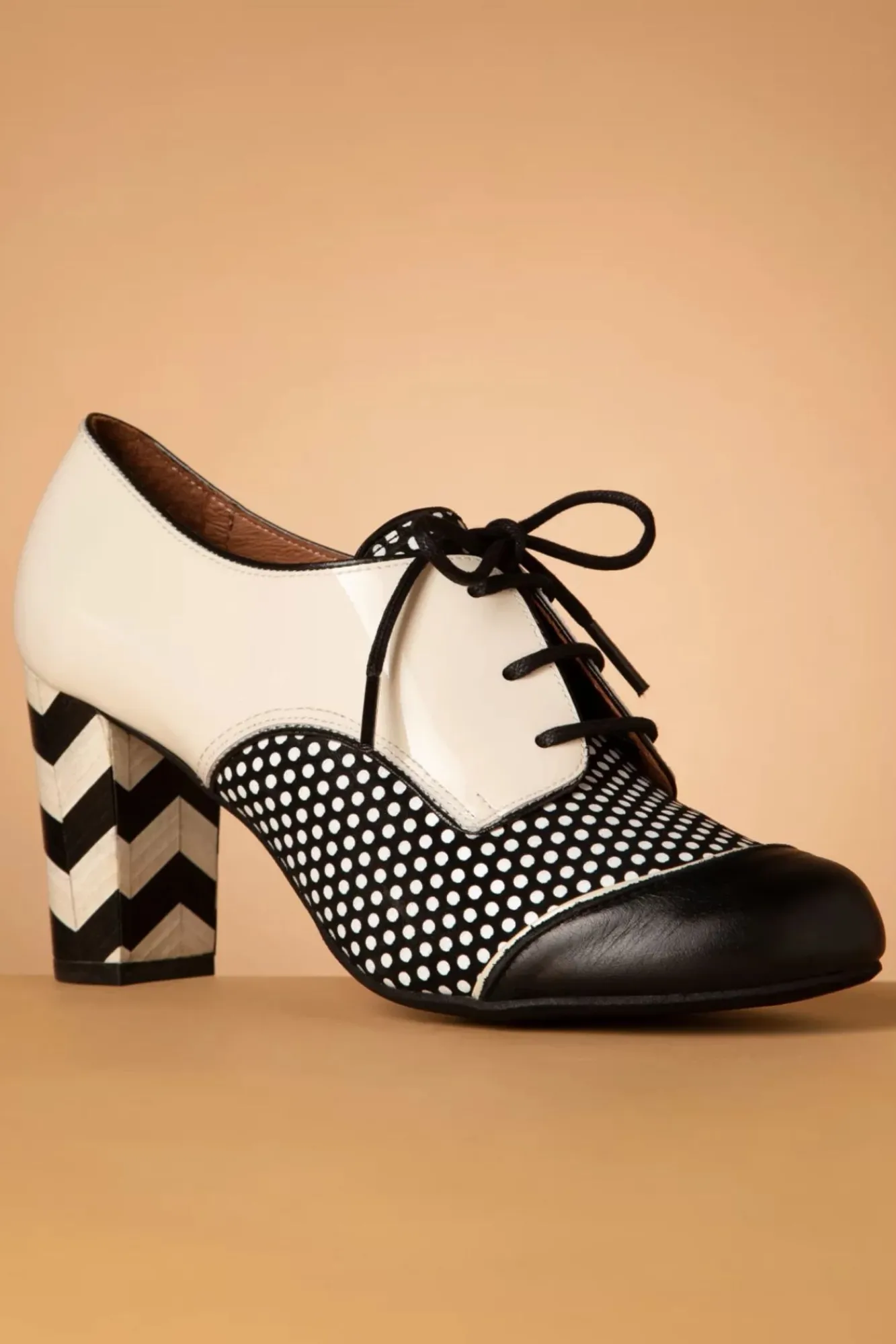 Hot Madison Lederen Booties In Zwart En Romig Wit Vrouwen Booties & Laarzen