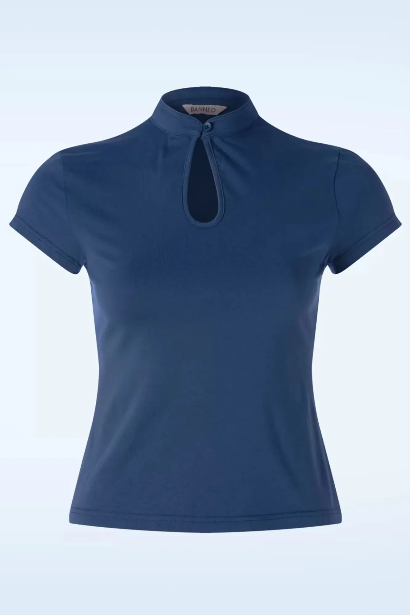New Mandarin Collar Top In Marineblauw Vrouwen Tops