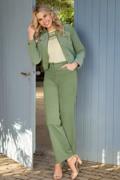 Hot Marcie Babyrib Broek In Basilicumgroen Vrouwen Broeken