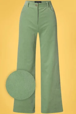 Hot Marcie Babyrib Broek In Basilicumgroen Vrouwen Broeken