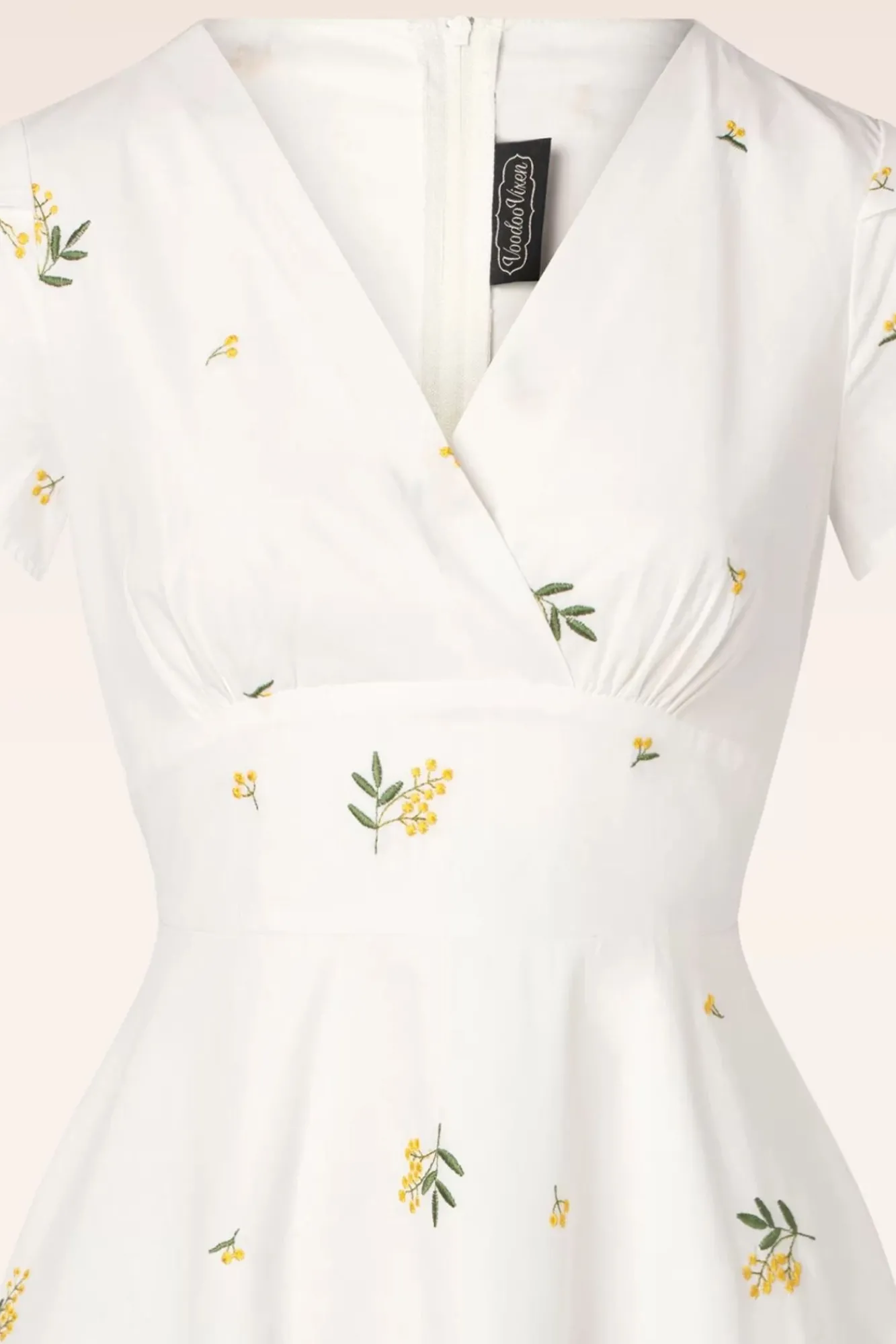 Hot Met Bloemen Geborduurde Swingjurk In Wit Vrouwen Plus Size Jurken