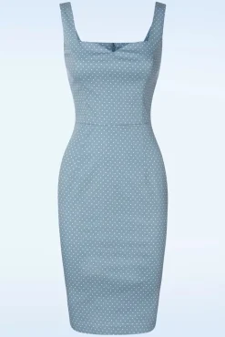 Michaella Polka Dot Pencil Jurk In Blauw Vrouwen Strakke Jurken