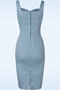 Michaella Polka Dot Pencil Jurk In Blauw Vrouwen Strakke Jurken