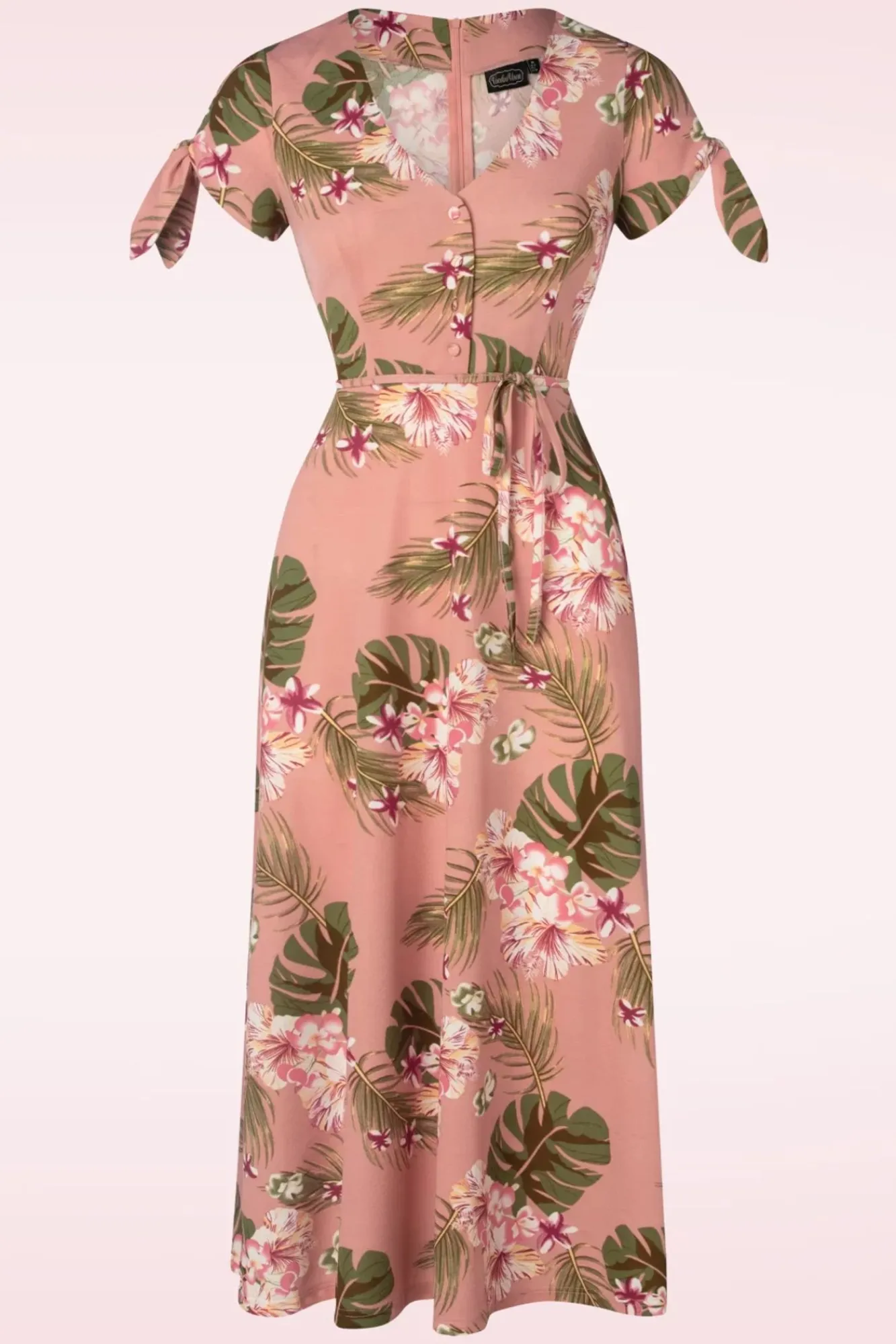 Midi-Jurk Met Tropische Bloemen In Roze Vrouwen Maxi Jurken