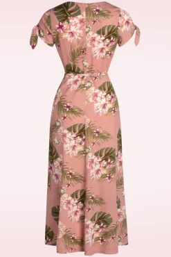 Midi-Jurk Met Tropische Bloemen In Roze Vrouwen Maxi Jurken