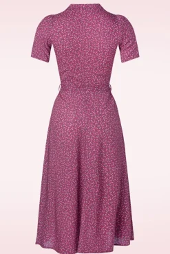 Hot Minouche Revers Midi Jurk In Paarsrood Vrouwen Swing Jurken