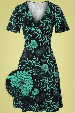 Discount Mint Cocktail Jurk In Japanese Flowers Green Vrouwen A Lijn Jurken