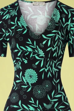 Discount Mint Cocktail Jurk In Japanese Flowers Green Vrouwen A Lijn Jurken