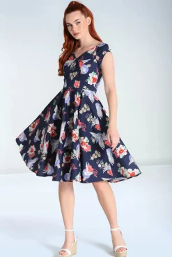 Outlet Misa Swing Jurk In Marineblauw Vrouwen Plus Size Jurken