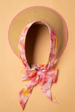 Clearance Misha Straw Visor Hoed In Beige En Roze Vrouwen Hoeden & Fascinators
