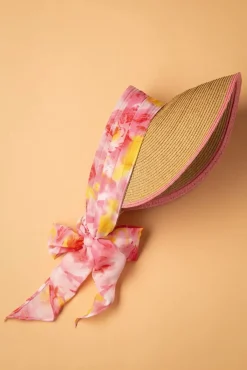 Clearance Misha Straw Visor Hoed In Beige En Roze Vrouwen Hoeden & Fascinators