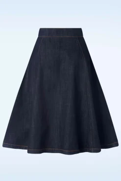 Clearance Mona Lee Swing Rok In Donkerdenim Vrouwen Rokken