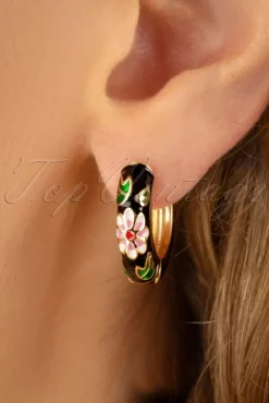 Hot My Flower Oorbellen In Zwart Vrouwen Sieraden
