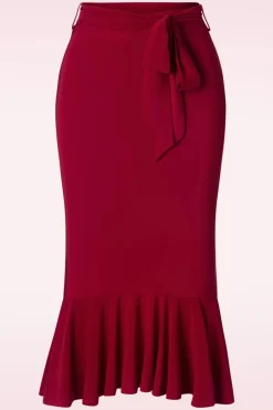 Discount Naomi Ruffle Pencil Rok In Rood Vrouwen Rokken