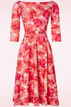 Hot Nina Flower Swing Jurk In Rood Vrouwen Plus Size Jurken
