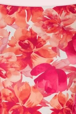 Hot Nina Flower Swing Jurk In Rood Vrouwen Plus Size Jurken