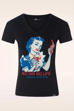 New No Gin No Life T-Shirt In Zwart Vrouwen T-Shirts