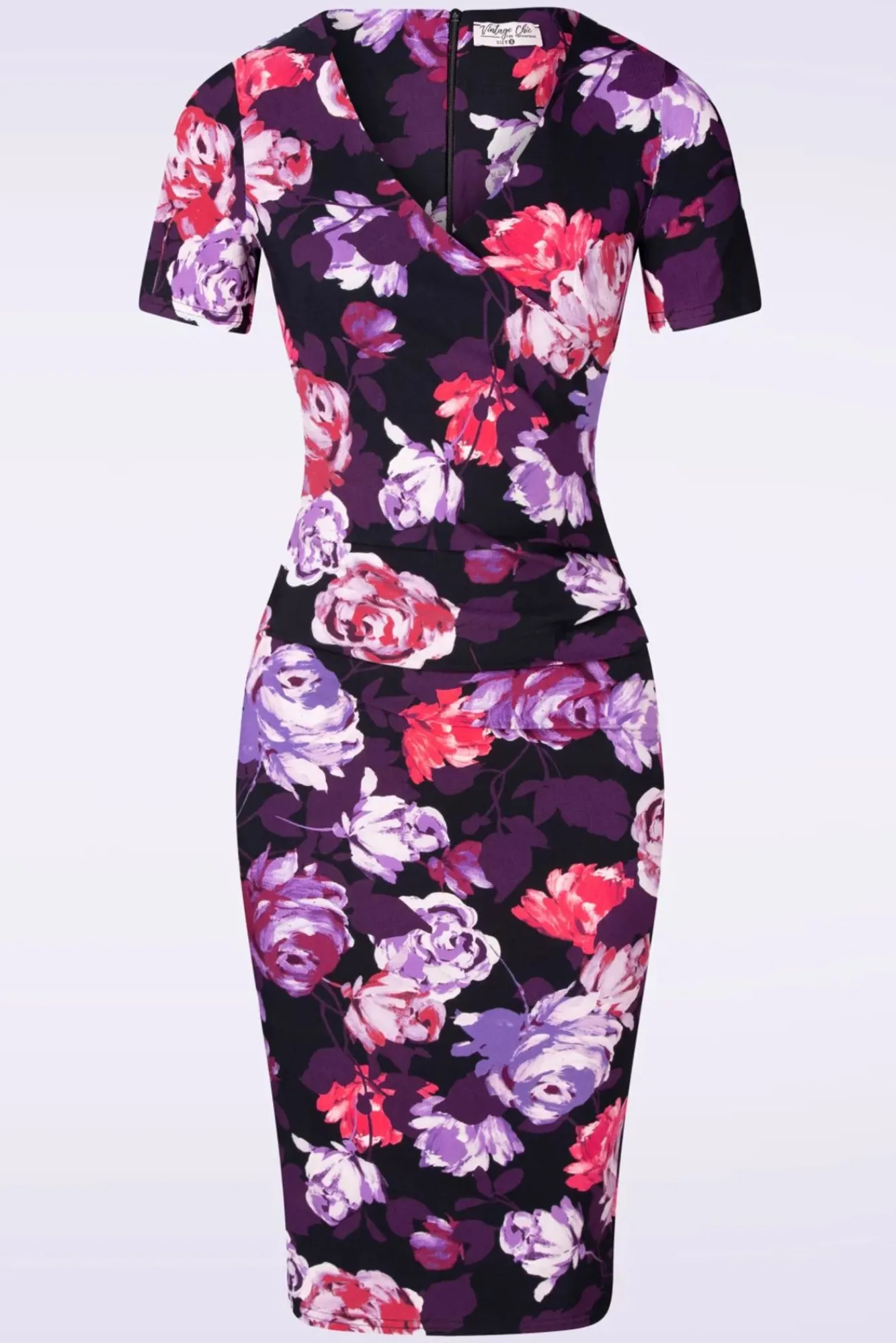 Online Noa Floral Pencil Jurk In Paars En Rood Vrouwen Strakke Jurken