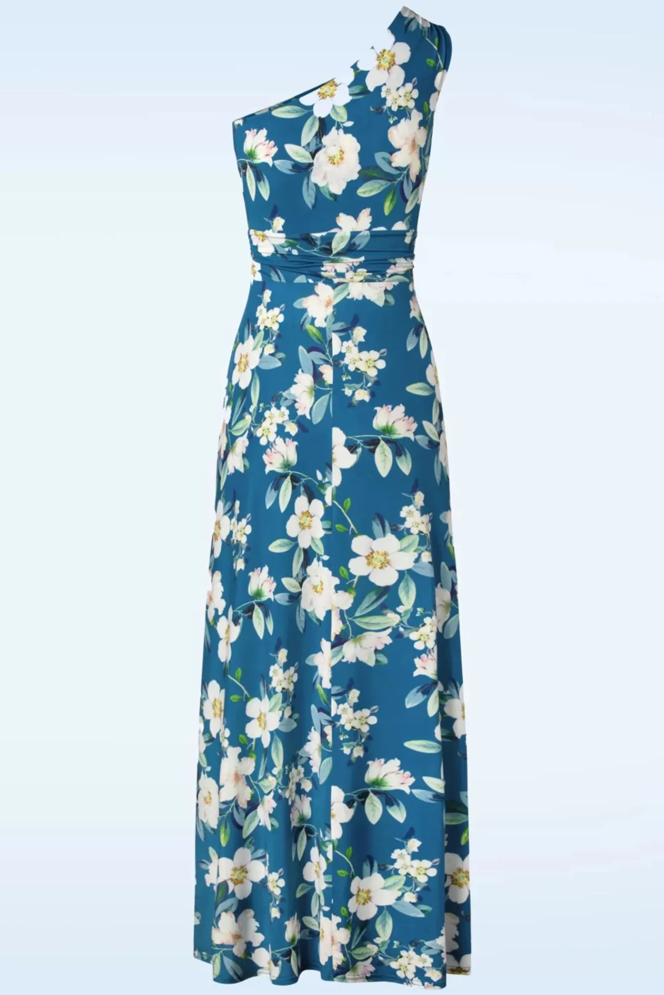 Olga Flowers One Shoulder Maxi Jurk In Blauw Vrouwen Plus Size Jurken