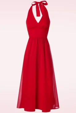 Clearance Olive Halter Jurk In Rood Vrouwen Midi Jurken