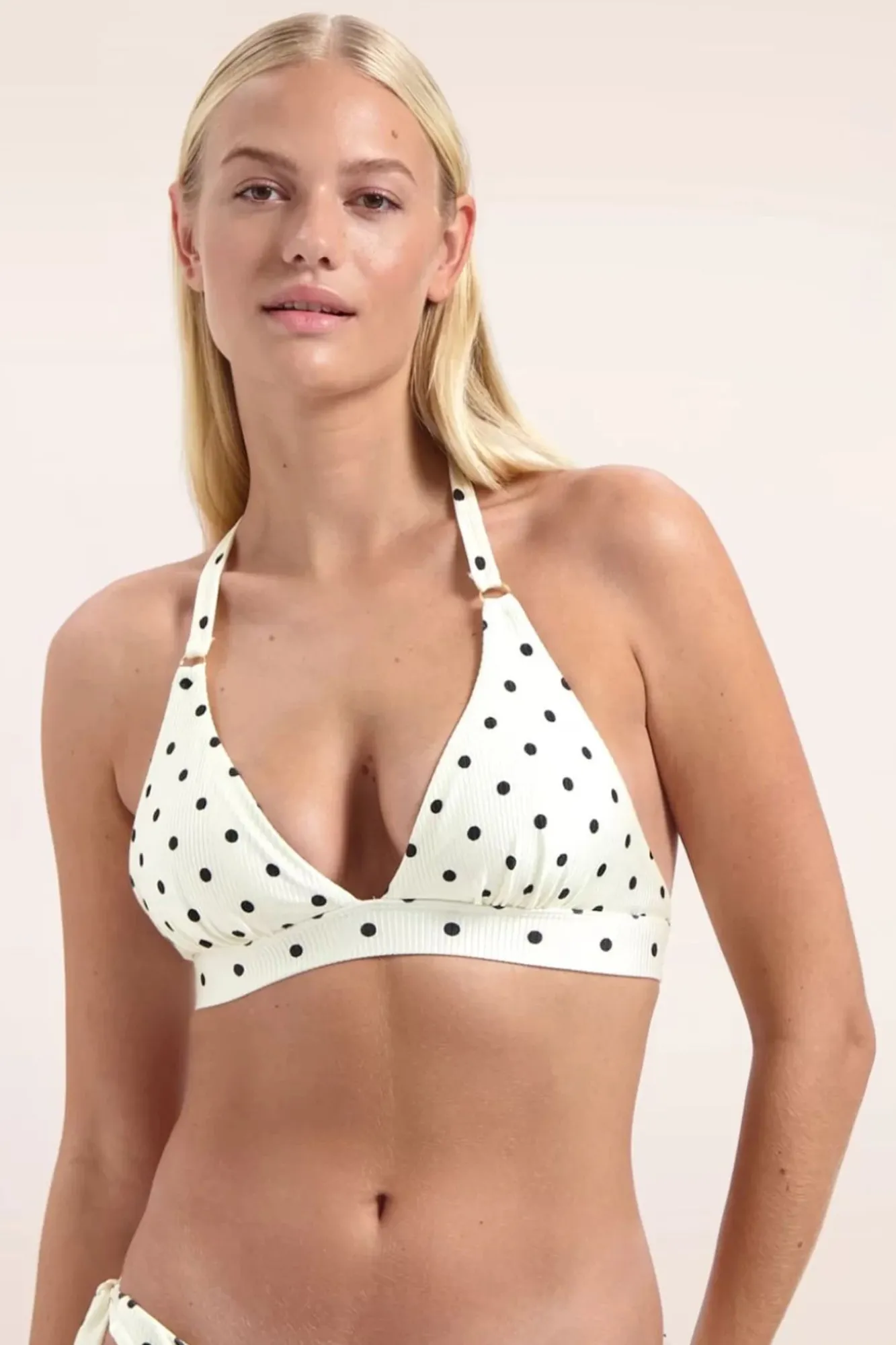 Discount On Point Halter Bikini Top In Gebroken Wit Vrouwen Bikini's