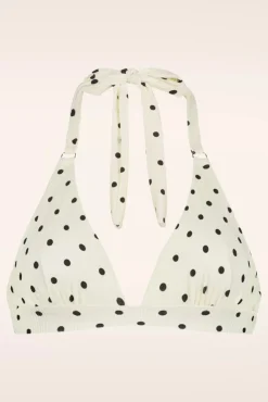 Discount On Point Halter Bikini Top In Gebroken Wit Vrouwen Bikini's