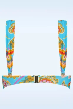 Online Orient Padded Bikini Top In Blauw Vrouwen Bikini's