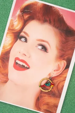 Hot Papegaai Bamboe Oorringen In Rood Vrouwen Sieraden